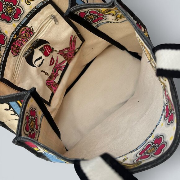 Set of BRIGHTON Canvas QUEEN OF LOVE Tote PLUS Zippered LOVE Pouch New - Picture 6 of 6